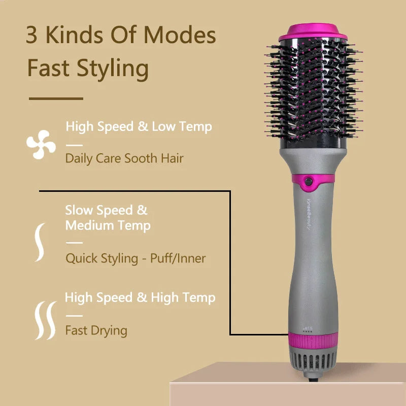 Hot Air Brush Multifunctional Hair Dryer Hair Straightener Curler Comb Replaceable Hair Salon Hair Styler Curler Hair Brush