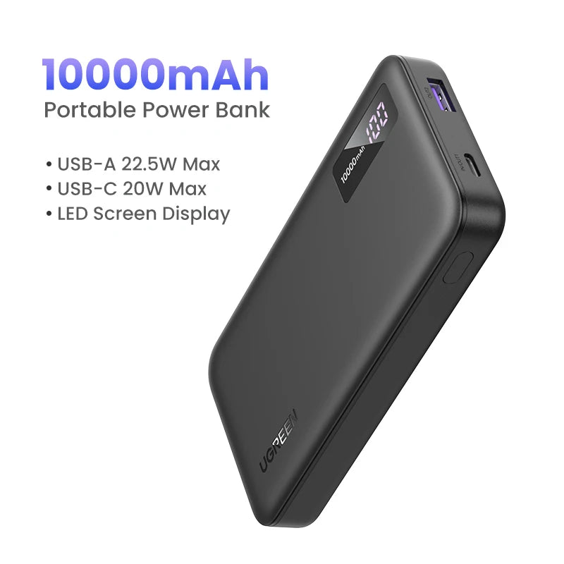 UGREEN 22.5W Power Bank Fast Charge 10000mAh Portable PowerBank for iPhone 15 Pro Max Xiaomi Huawei Phone External Battery PD20W