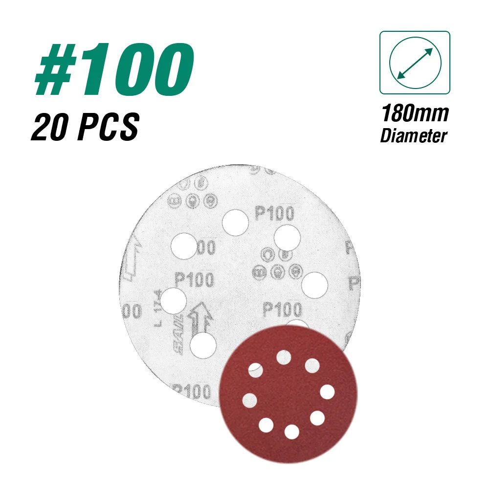 POSENPRO Sandpaper 180/225mm holes Sanding paper grits 180mm Electric Drywall Sander Polisher Aluminium Oxide Hook Loop