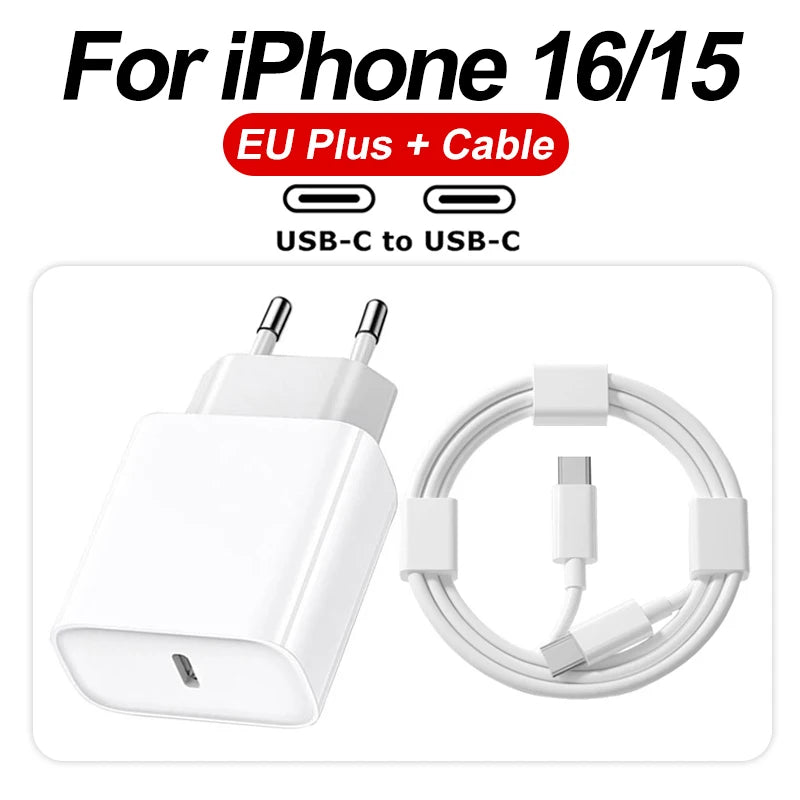 For iPhone Original 35W Fast Charger For Apple 16 15 14 13 12 11 Pro Max Quick Charging X XS XR 7 8 Plus Cable Phone Accessories