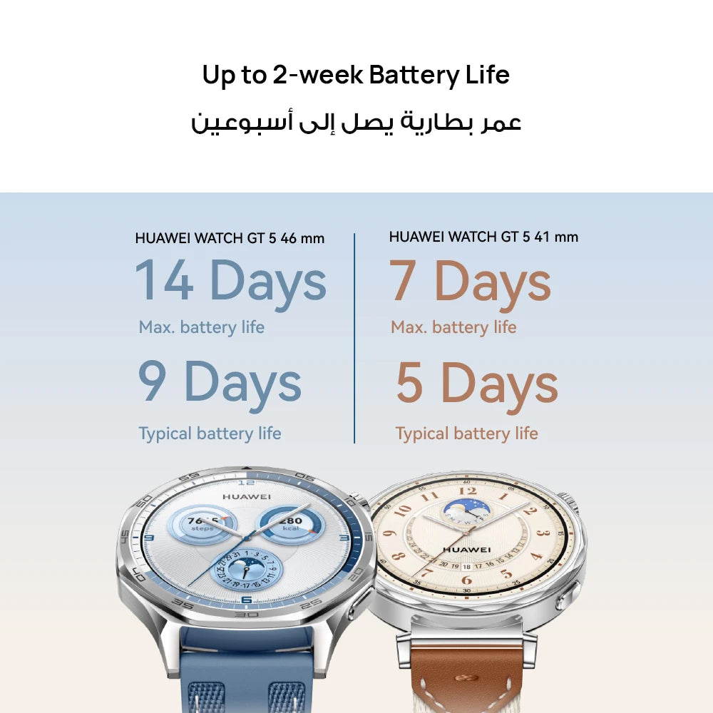 HUAWEI WATCH GT 5 Smartwatch, Up to 14 Days Battery Life, Saudi Version with Local Warranty, Delivery from Riyadh