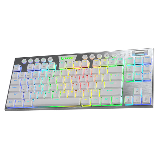 لوحة مفاتيح ميكانيكية Redragon K621 Horus TKL لاسلكية منخفضة الارتفاع بتقنية RGB، سلكية بنسبة 80% فائقة النحافة، مفاتيح حمراء/بنية/زرقاء