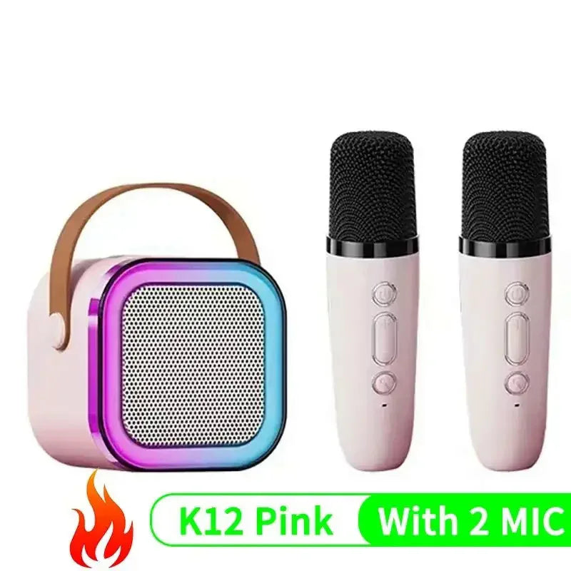 K12 karaoke machine with 1-2 wireless microphones portable 5.3 PA Bluetooth speaker system RGB lights audio home KTV kid gifts