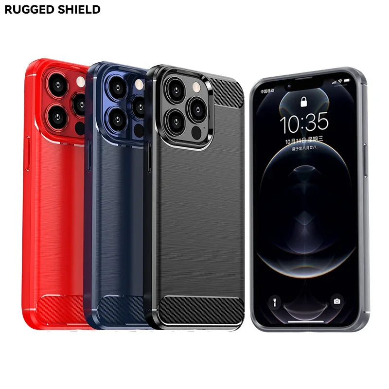 Carbon Fiber Silicone Frosted Case for iPhone 13/13 mini/13 Pro/13 Pro Max Soft Shockproof Anti fingerprint full package Cover