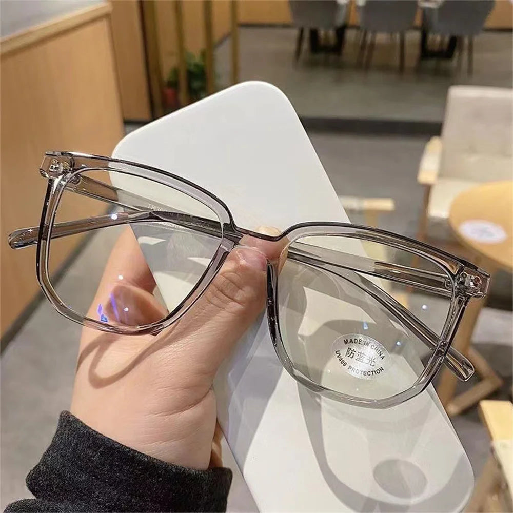 Large Square Frame Anti-Blue Light Glasses Fashion Retro Men Women Computer Gaming Eye Protection Classic Plain Glass Spectacles