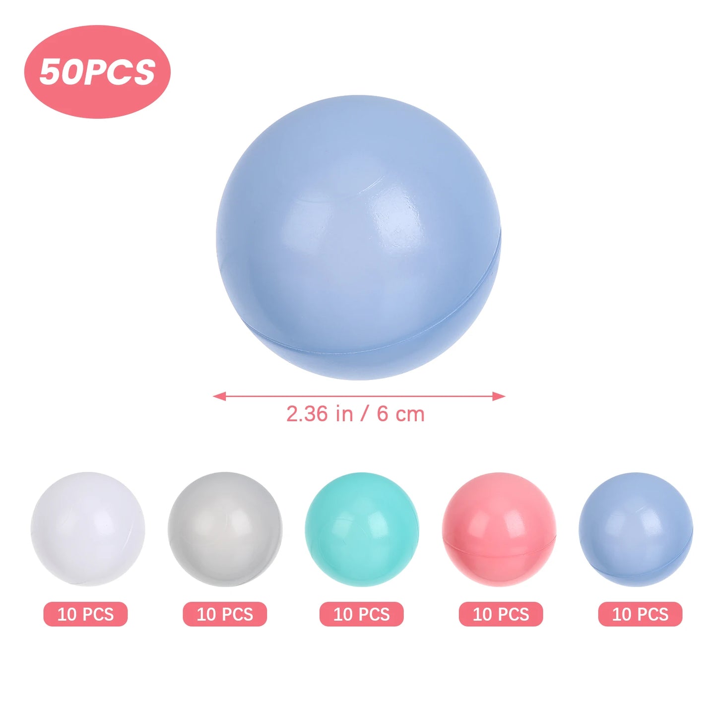 50 PCS Ocean Ball Kids Ball Colorful Fun Plastic Ball Pit Balls for Babies Kids Children Tent Toys Ball Packing