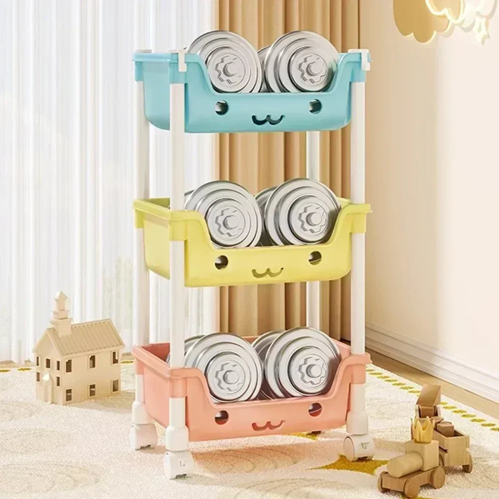 4 Layer Toy Storage Trolley Bookshelf Snack Rack For Kid Storage Organizer Bathroom Accessories Closet Organizer Kitchen Storage