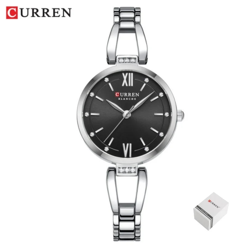 CURREN 9092 Quartz Watches Women Elegant Bracelet Stainless Steel Strap Rhinestone Fashion Ladies Simple Watch Gifts reloj mujer