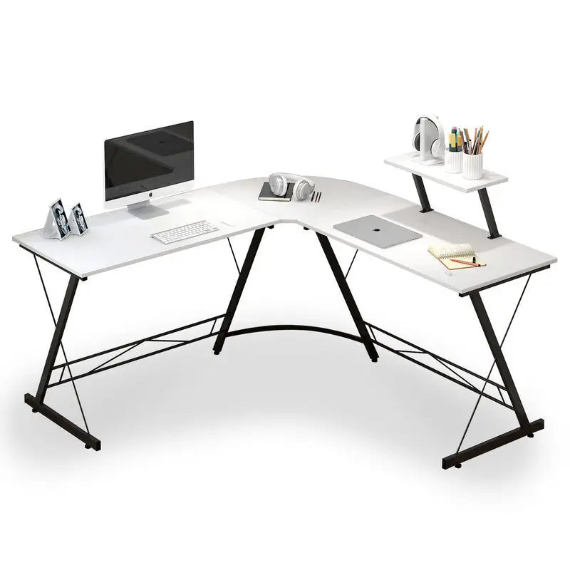 Computer Gaming Desk L Shaped Corner Table Home PC Laptop Desktop, Office Writing Workstation with Large Monitor Stand