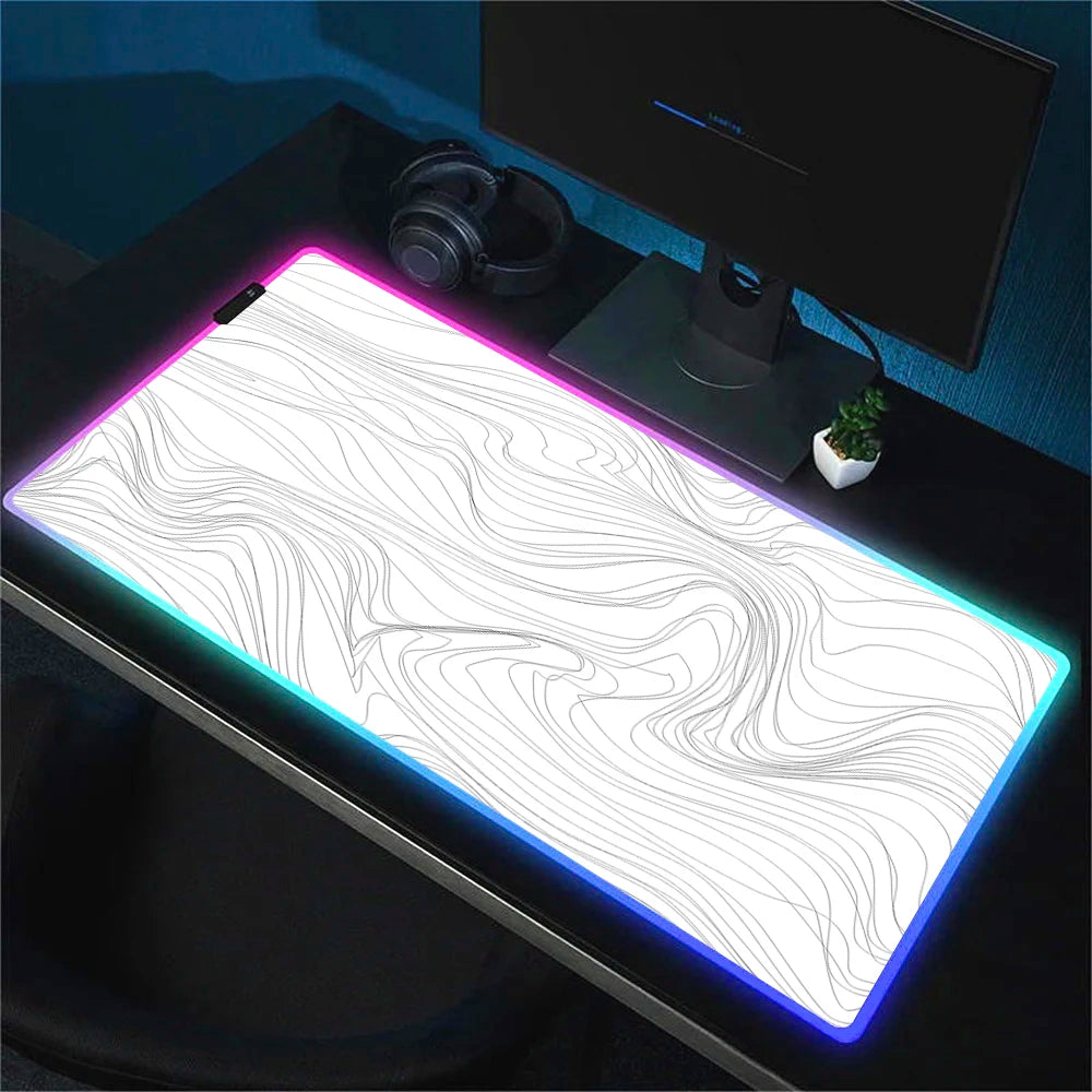 Strata Liquid Abstract Art RGB Mouse Pad LED Gaming Setup Accessories Mousepad XXL Desk Mat Locking Edge Mouse Pads Keyboard Mat