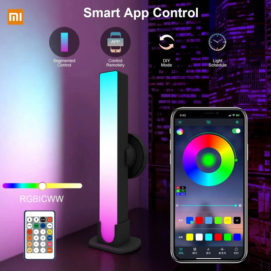 شريط إضاءة ليلية Xiaomi RGB مزود بإيقاع موسيقى ومصباح طاولة LED USB مع جهاز تحكم عن بعد وديكور غرفة الألعاب وهدية عيد الميلاد