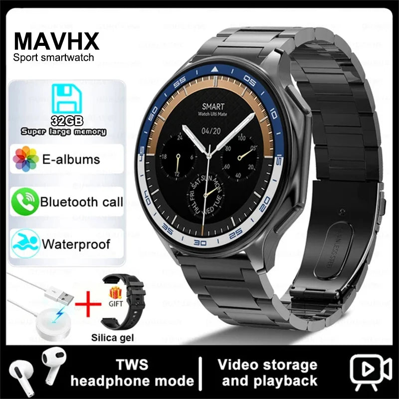 For Huawei Xiaomi New 32G RAM Memory Smart Watch Men 1.43 inch Local Heart Rate Bluetooth Call AMOLED 466*466 HD SmartWatch Man