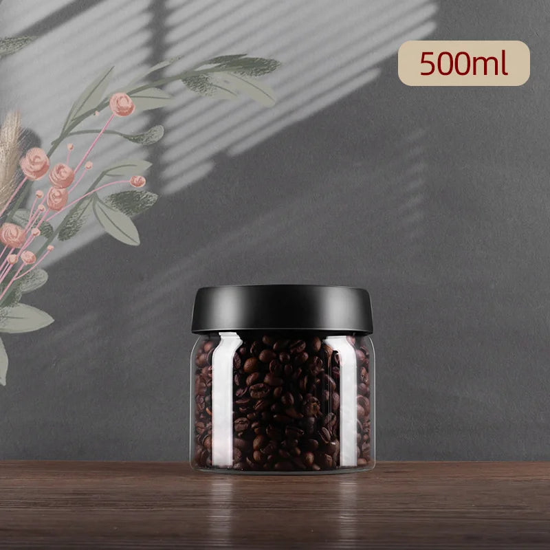 PARACITY Vacuum Sealed Tank Coffee Bean Glass Sealed Jar Household Moisture-proof Air Extraction Airtight Container Coffee Set