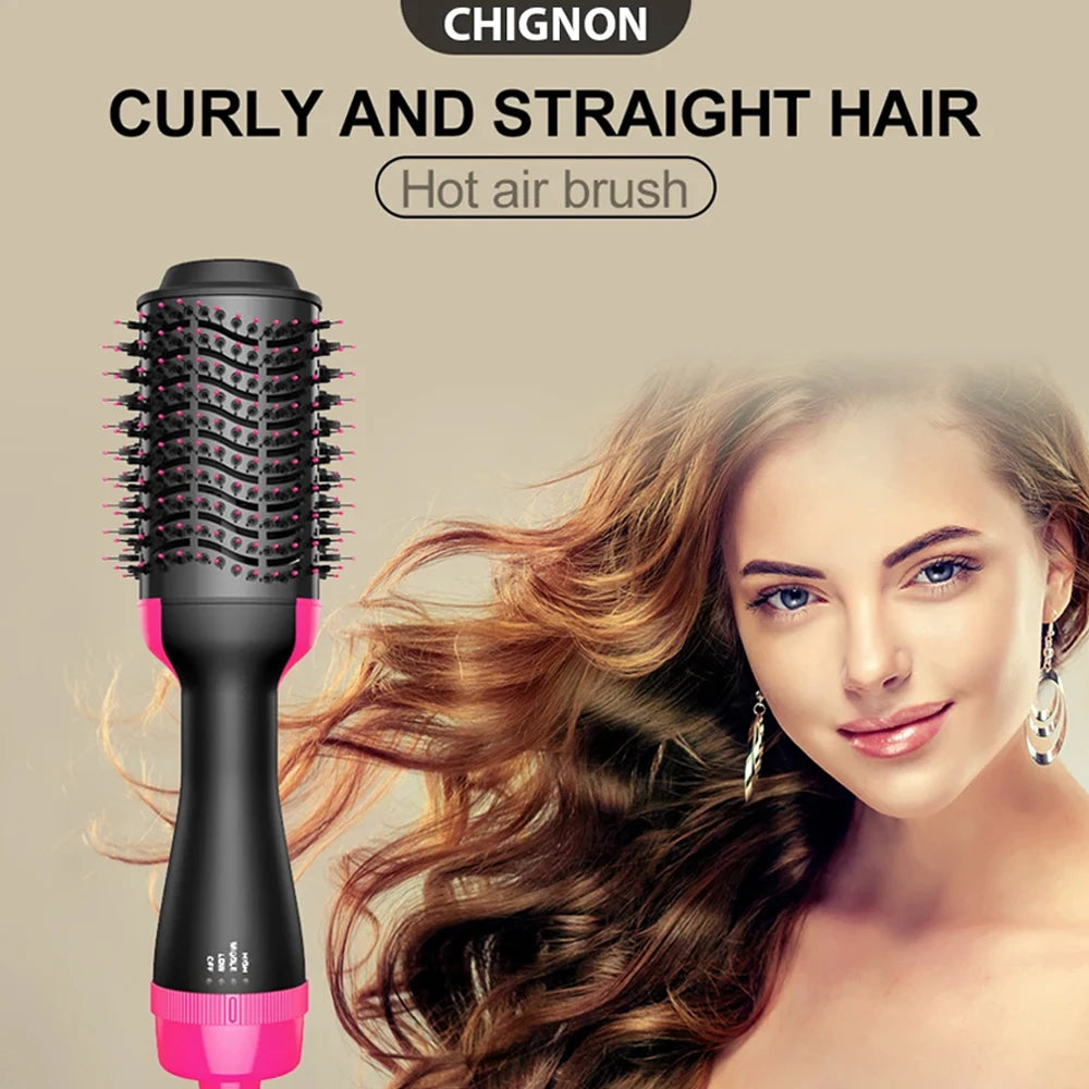 One Step Hot Air Brush Salon Professional Hair Dryer & Volumizer Hot Air Brush Negative Ion Generator Hair Straightener Curler