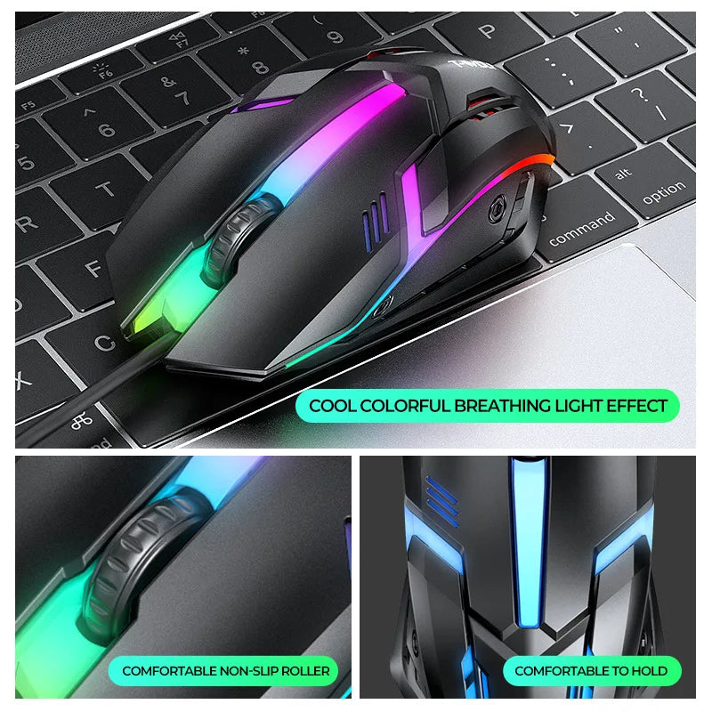 New 4 in 1 Keyboard Mouse Earphone Mousepad 4pcs Set USB Wired Gaming Computer Accessories Luminous Backlit Keyboard Mouse