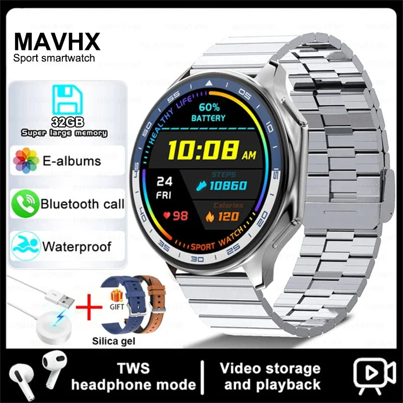 For Huawei Xiaomi New 32G RAM Memory Smart Watch Men 1.43 inch Local Heart Rate Bluetooth Call AMOLED 466*466 HD SmartWatch Man