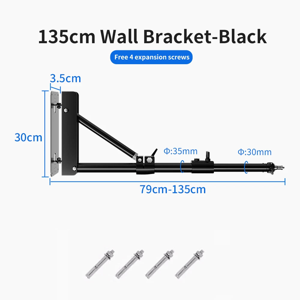 170cm 135cm Heavy Wall Mount Boom Arm Projector Bracket for Photography Studio Softbox Video Strobe Ring Lights