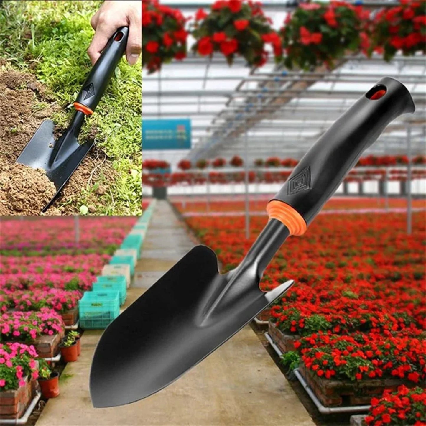 Garden Shovel Hand Shovel Soft Rubberized Non-Slip Handle use  Transplanting Weeding Moving and Smoothing Digging Planting Rake