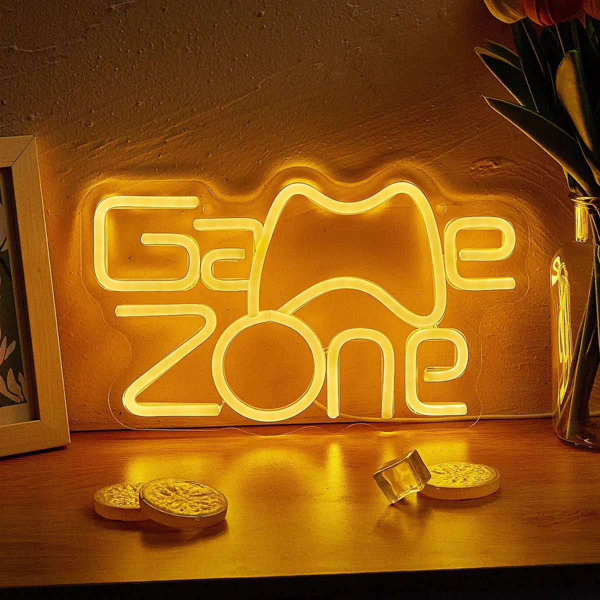 Chi-buy LED Neon Game Zone USB Powered Neon Signs Night Light 3D Wall Art & Game Room Bedroom Living Room Decor Lamp Signs Light