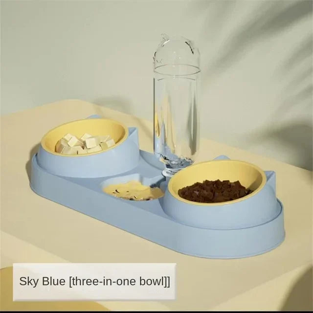 New Pet Food Utensils Cute Cat  Dogd Feeding Hit Color Belt Drinking Bottle Three-in-one Bowl Feeding and Water Cat water bowl