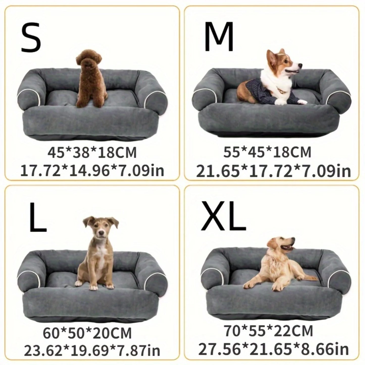 Cozy Small Medium Pet Sofa Bed Soft Suede Non-Slip Washable Cotton-Filled Deep Sleep Dogs Perfect Pet Supplies Comfortable Rest