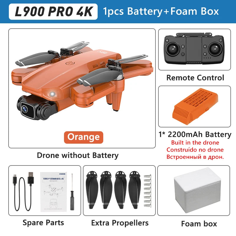 طائرة LYZRC L900 PRO GPS بدون طيار 4K احترافية عالية الدقة بكاميرا مزدوجة 5G WIFI محرك بدون فرشاة FPV طائرة رباعية المراوح قابلة للطي للتصوير الجوي