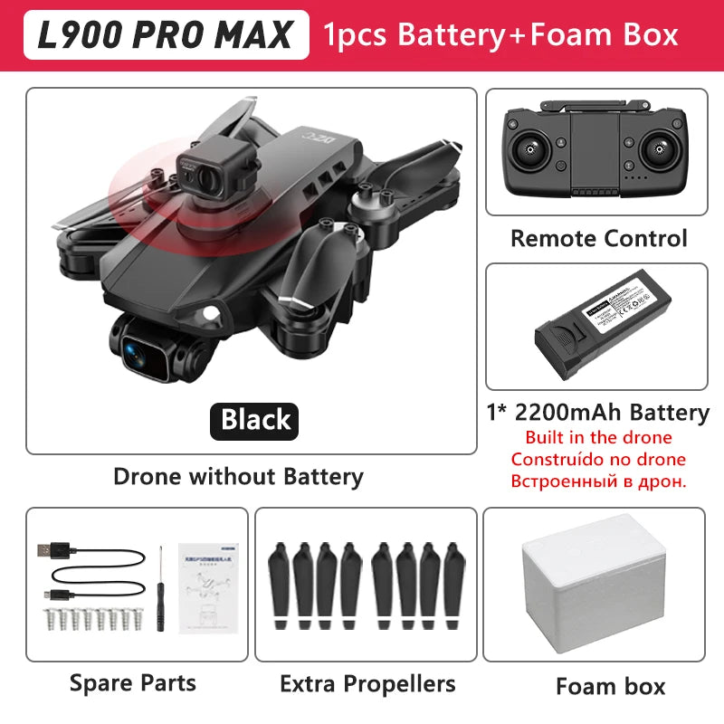 طائرة LYZRC L900 PRO GPS بدون طيار 4K احترافية عالية الدقة بكاميرا مزدوجة 5G WIFI محرك بدون فرشاة FPV طائرة رباعية المراوح قابلة للطي للتصوير الجوي