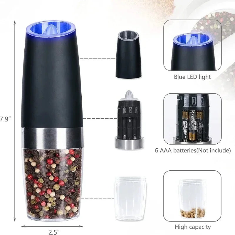 Upgrade Your Kitchen With This Premium Electric Pepper & Salt Grinder - Battery Powered With LED Light & Adjustable Coarseness