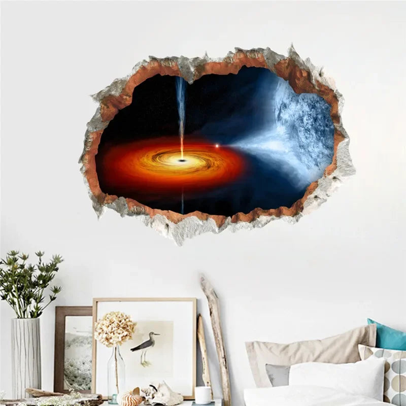 Black Hole Nebula Planet Star Wall Stickers For  Room Decoration Vivid 3d Space Theme Mural Art Diy  Decal Pvc Poster