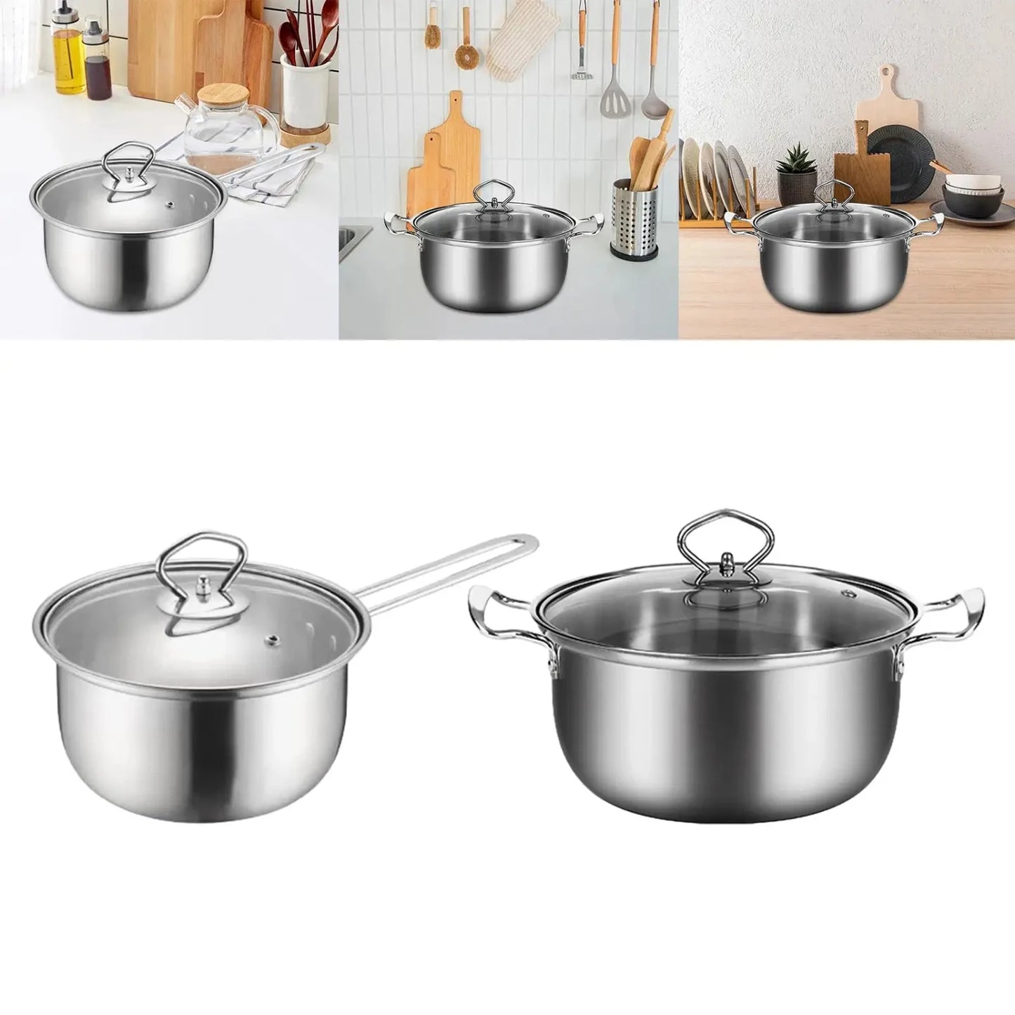 Stainless Steel Multifunction Milk Pot for Easy Cleaning, Kitchen Countertop Cafe Sauce Pan, Soup Pot, Saucepan