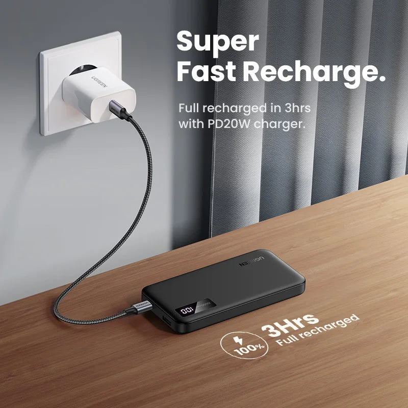 UGREEN 22.5W Power Bank Fast Charge 10000mAh Portable PowerBank for iPhone 15 Pro Max Xiaomi Huawei Phone External Battery PD20W