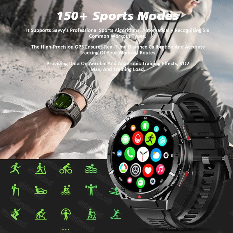 2025New for HUAEWI Military Grade GPS Smartwatch 150+Sport Mode BT Call 10ATM Waterproof Compass Health Monitoring for Men Watch