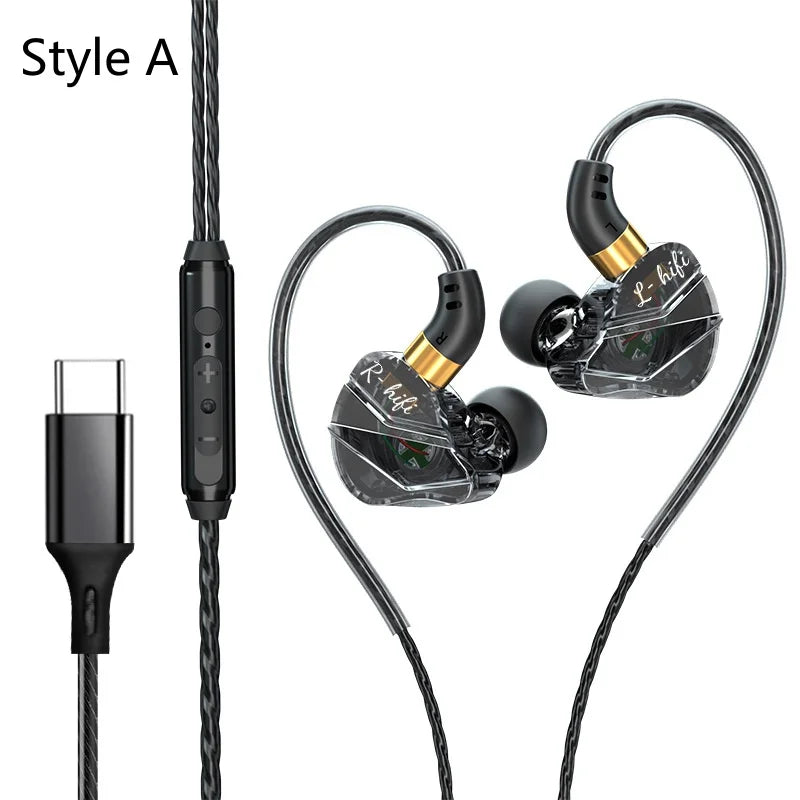 OLAF DAC Type C Earphones Wired Headset USB C Gamer Headphones Cable Handsfree Type-C Earbuds For iPhone16 15 Samsung S23 Xiaomi