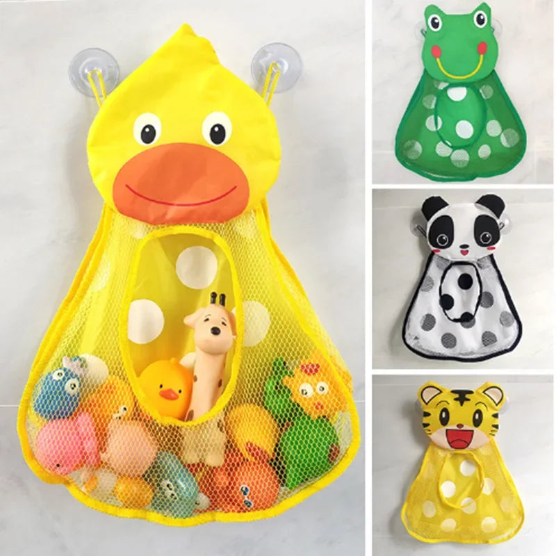 Baby Bath Toys Cute Duck Frog Mesh Net Toy Storage Bag Strong Suction Cups Bath Game Bag Bathroom Organizer Water Toys for Kids