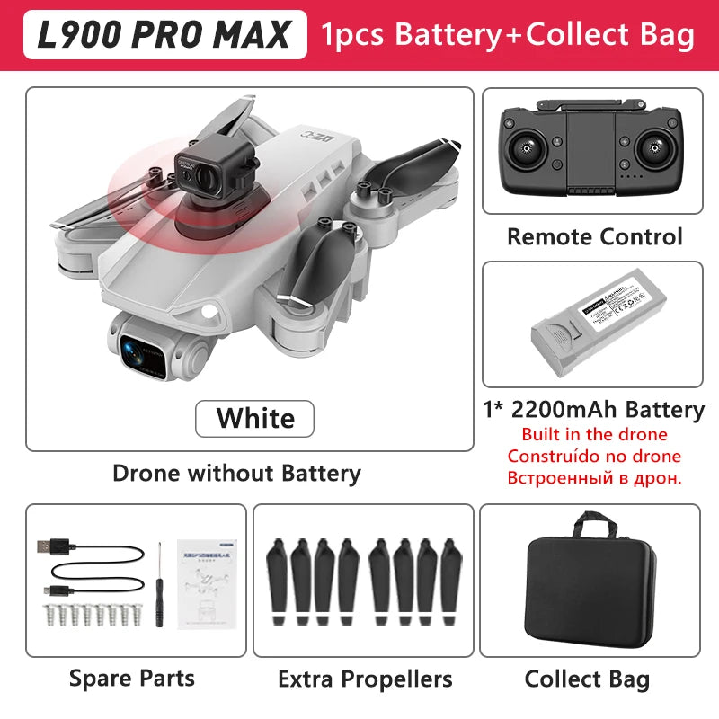 طائرة LYZRC L900 PRO GPS بدون طيار 4K احترافية عالية الدقة بكاميرا مزدوجة 5G WIFI محرك بدون فرشاة FPV طائرة رباعية المراوح قابلة للطي للتصوير الجوي