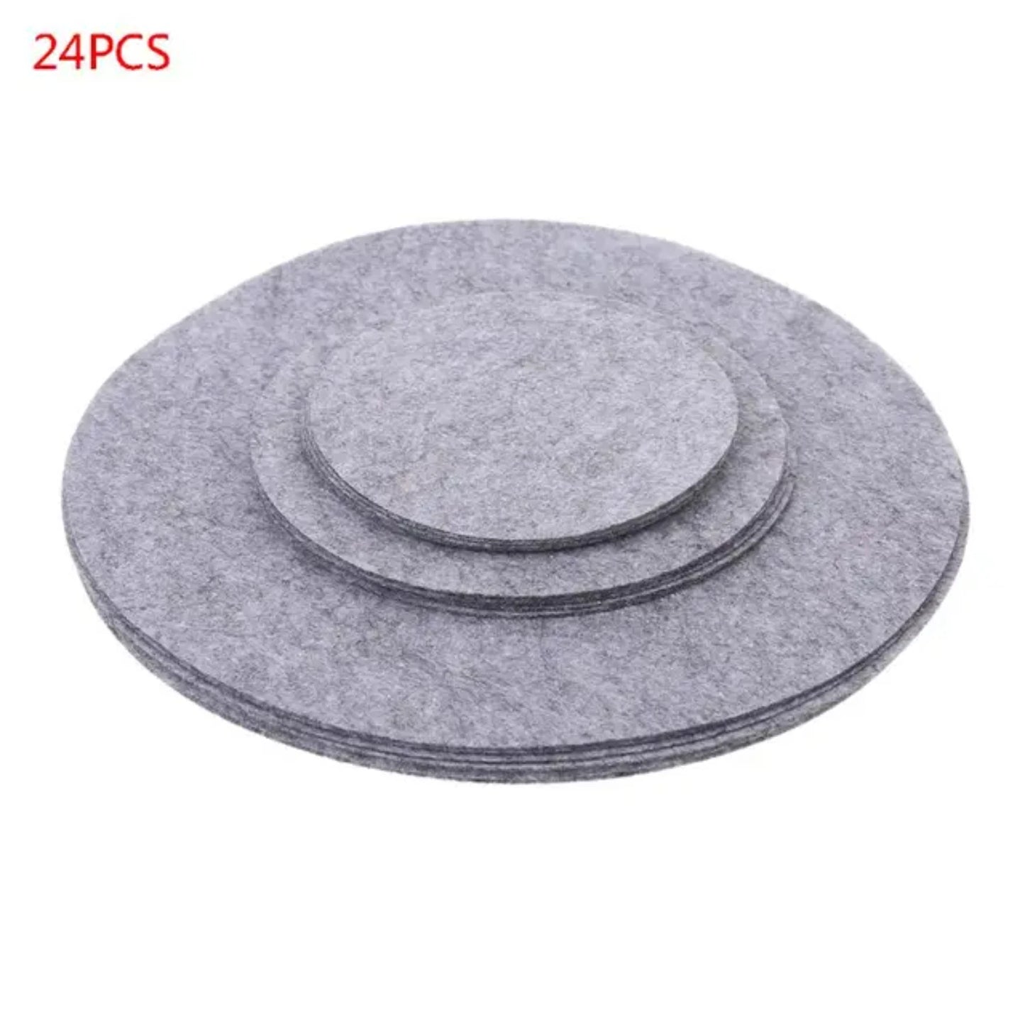 Protective Soft Felt Plate Dividers - Set of 24 Cozy Gentle Pan Separator Pads, in 3 Sizes for Bakeware, Cookware, and Pots - Or