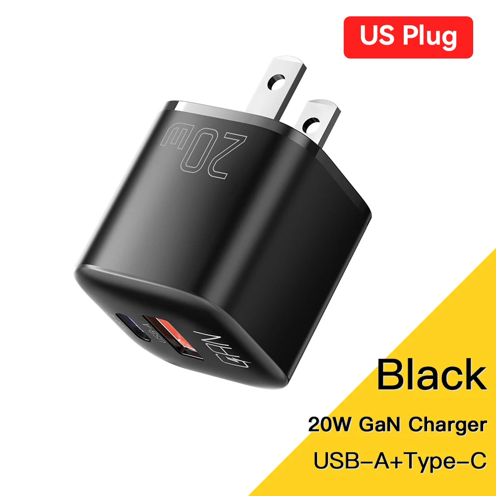 شاحن Essager 20W GaN USB Type C للشحن السريع PD QC 3.0 للهواتف الذكية iPhone 14 13 12 11 Pro Max Mini iPad