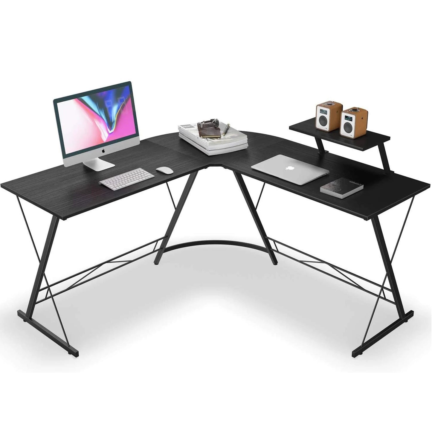 Computer Gaming Desk L Shaped Corner Table Home PC Laptop Desktop, Office Writing Workstation with Large Monitor Stand