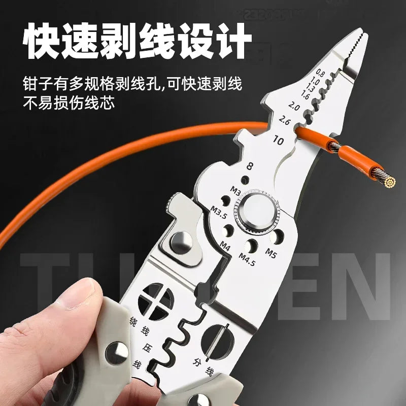 Crimper Cable Cutter Adjustable Automatic Wire Stripper Multifunctional Stripping Crimping Pliers Terminal Hand Tool