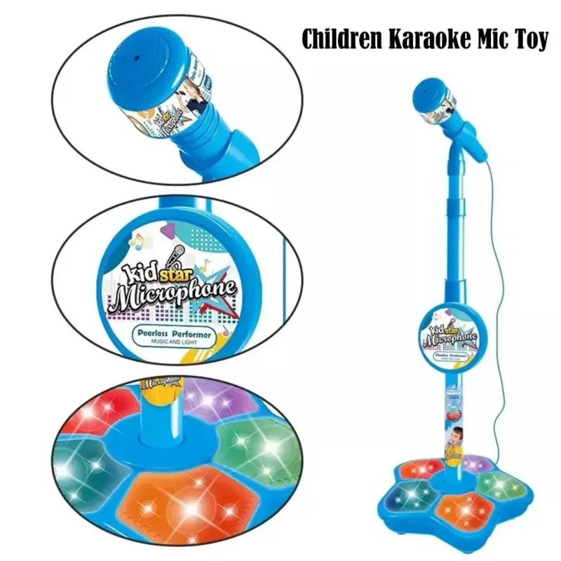 Kids Microphone Stand Karaoke Mic Speaker With Lights Music Instrument Toys Singing Machine Birthday Gift For Girl Boy