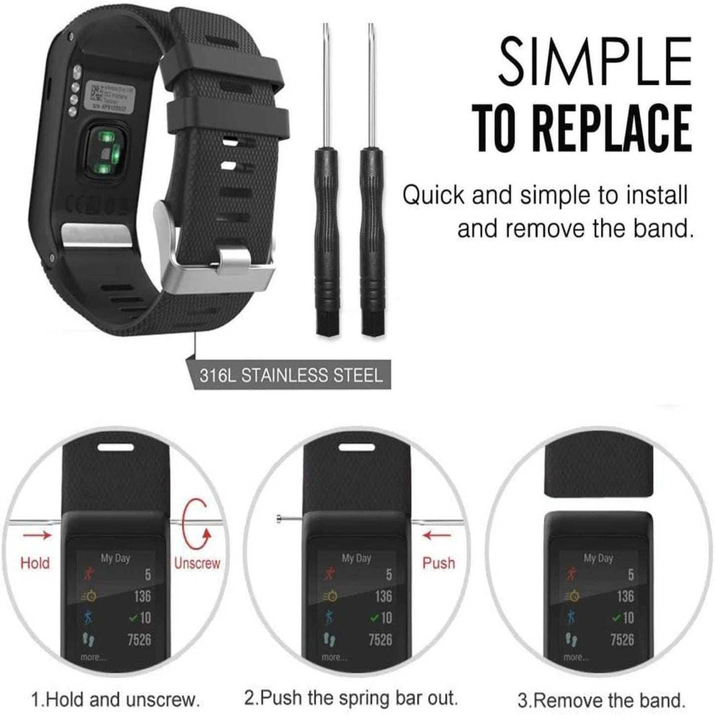 Upgrade your Vivoactive HR with a luxurious, fashionable, and durable soft silicone replacement watch band. Choose from a wide s