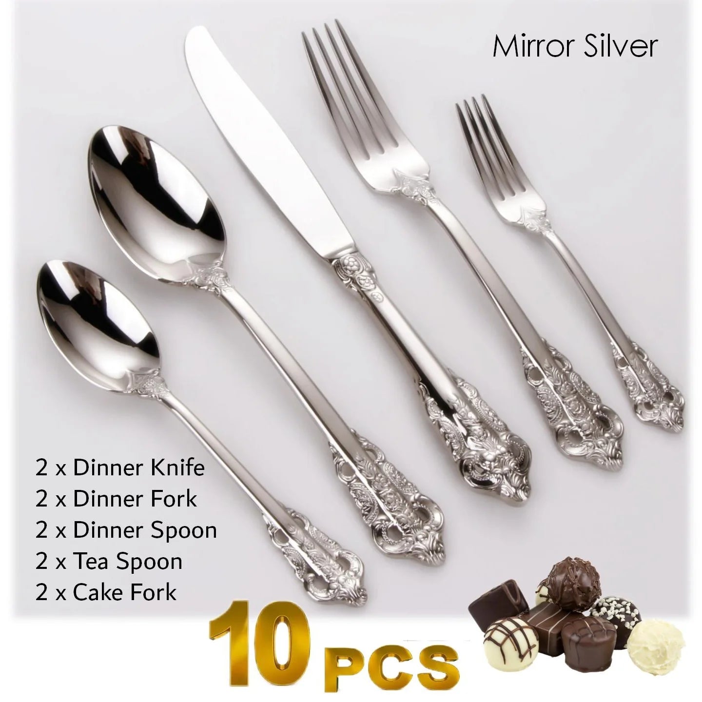 Gorgeous Gold-Plated Cutlery Set 5/10/15/20/25/30 PCS Luxury Stainless Steel Flatware Set Baroque Hollow Handle Dinner Knife