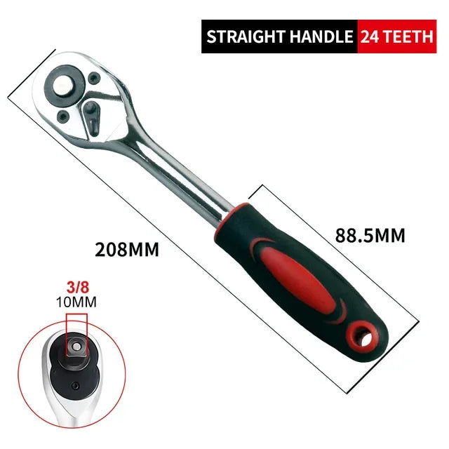 1/4  3/8 Inch Ratchet Wrench 24 Tooth Drive Ratchet Socket Wrench Tool Multi-funtion DIY Hand Tool Ratchet Handle Wrench Taiwan