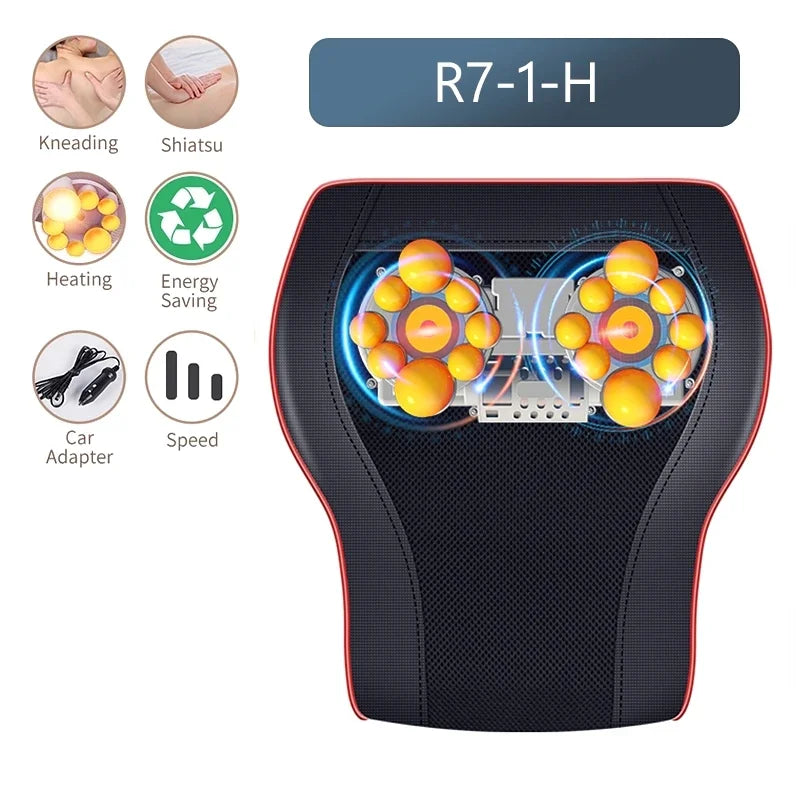جهاز تدليك شياتسو كهربائي من جينكايروي لتدليك الرأس والرقبة وشد الجسم ووسادة ظهر السيارة مع جهاز تدليك اهتزازي للتدفئة
