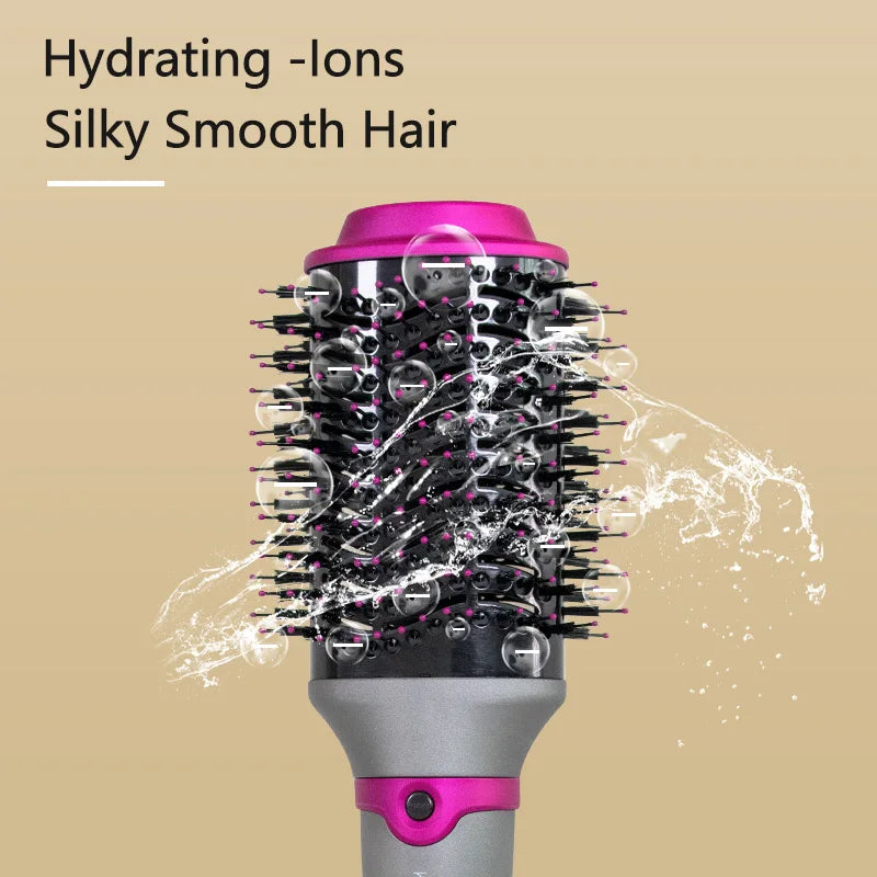 Hot Air Brush Multifunctional Hair Dryer Hair Straightener Curler Comb Replaceable Hair Salon Hair Styler Curler Hair Brush