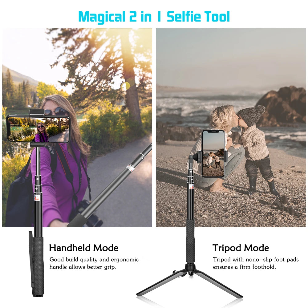 SH 90/150cm Adjustable Selfie Stick With Wireless Bluetooth-compatible And Phone Clip For Smartphone Live Photo Youtube Outdoor