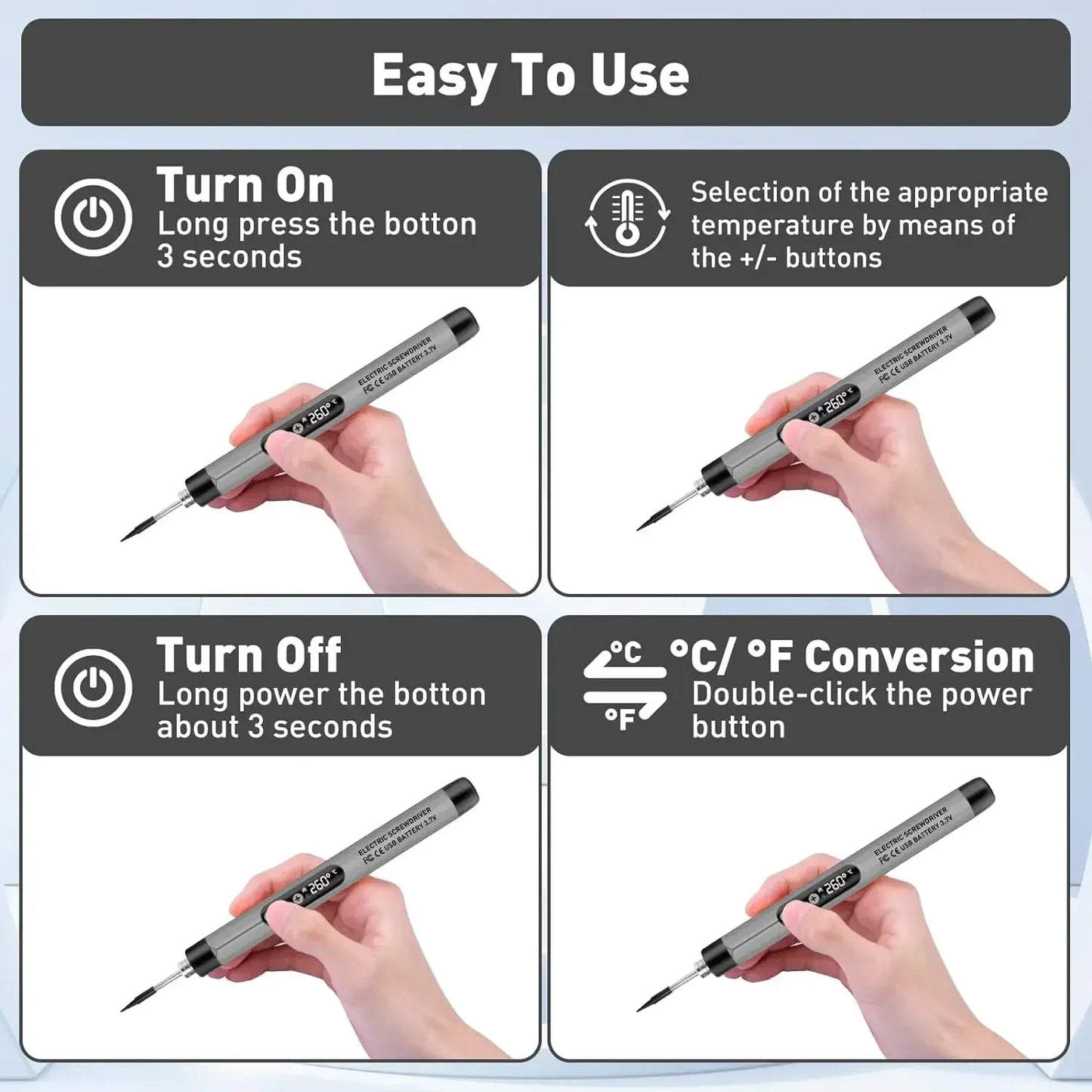 1000mAh USB LED Digital Electric Soldering Iron Kit Mini Cordless Adjustable Temperature 300-450℃ Smart Welding Solder Tool Ts