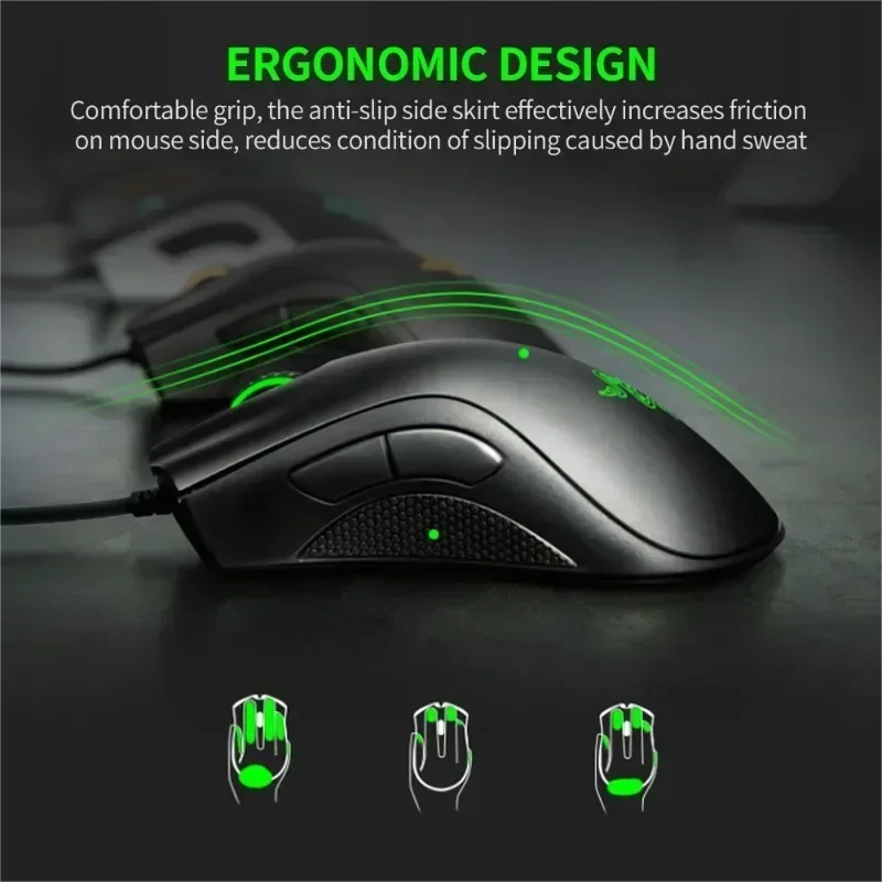 Original Razer DeathAdder Essential Wired Gaming Mouse Mice 6400DPI Optical Sensor 5 Independently Buttons for Laptop PC Gamer