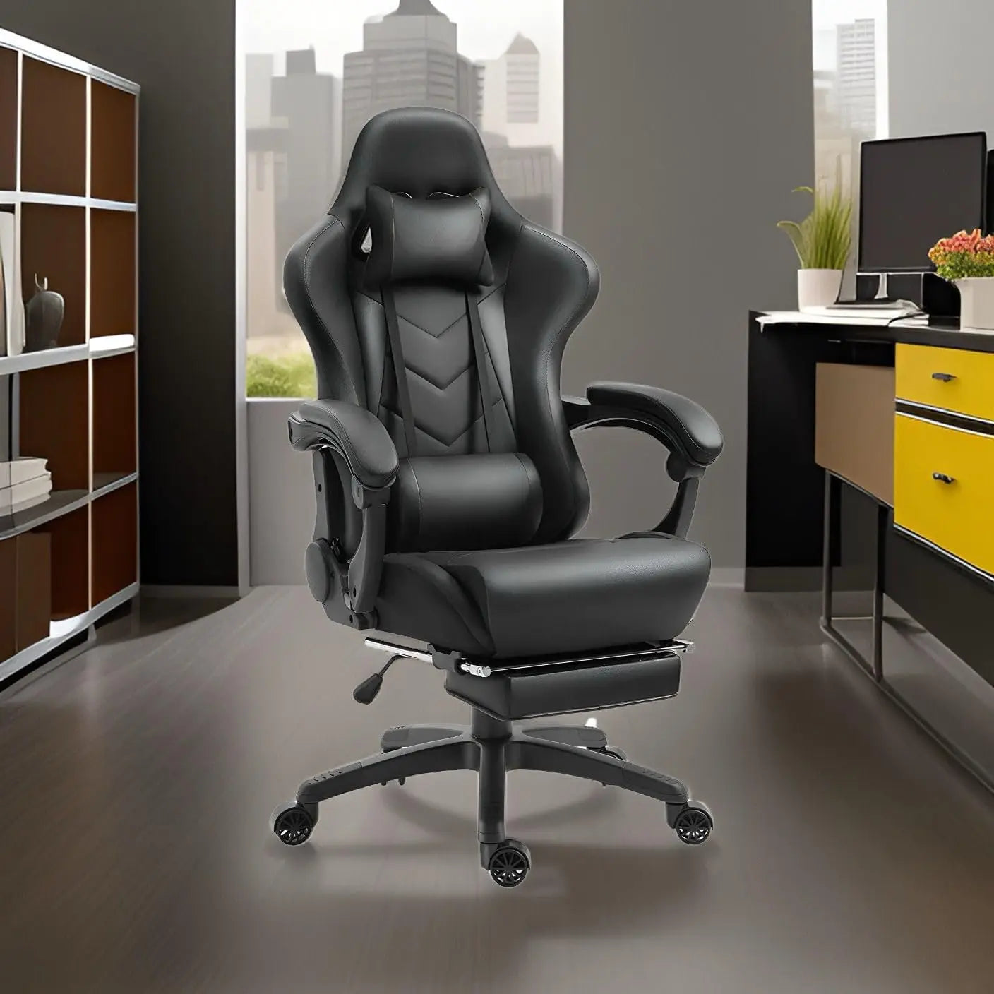 Game Office Chair Adjustable High Back Leather Computer Chair