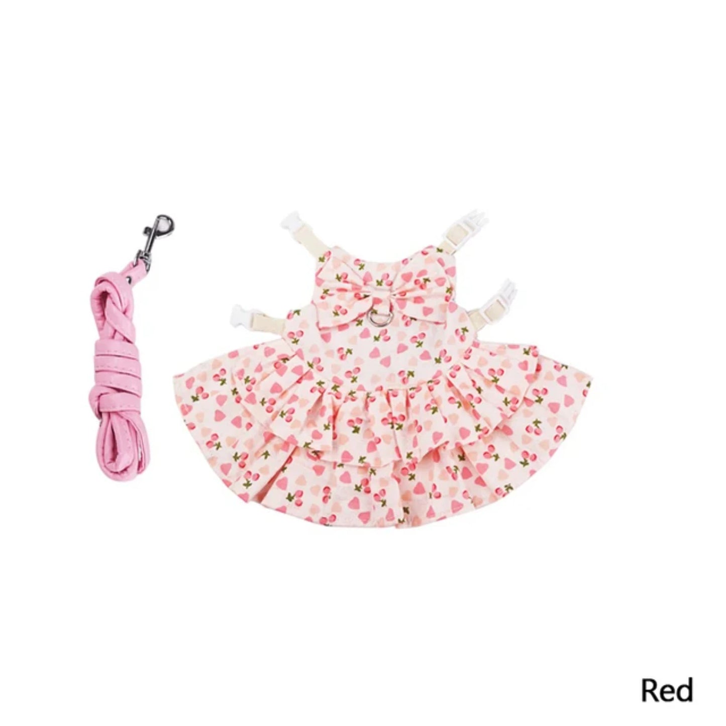 Small Animal Harness Vest Leash Set Soft Floral skirt Clothes Travel Chest Strap Rabbit Ferret Bunny Hamster Small Pet Supplies